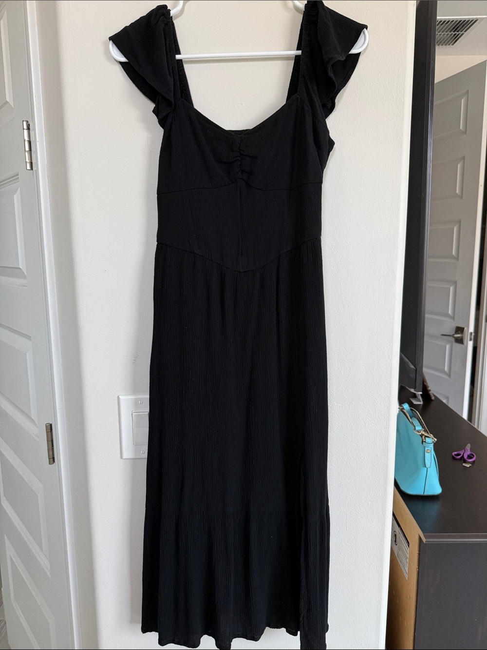 Hollister Black Ruffle-Sleeve Maxi Dress